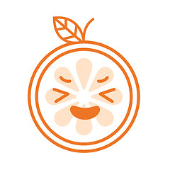 Image showing Emoji - enjoy orange with happy smile. Isolated vector.