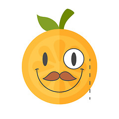 Image showing Emoji - gentleman orange smile with mustache and monocle. Isolated vector.