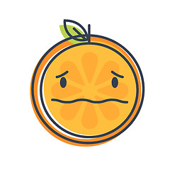 Image showing Emoji - worry orange with drop of sweat. Isolated vector.