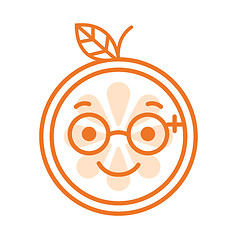 Image showing Emoji - smart smiling orange with glasses. Isolated vector.