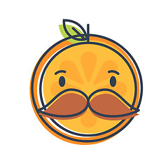 Image showing Emoji - gentleman orange smile with mustache and monocle. Isolated vector.