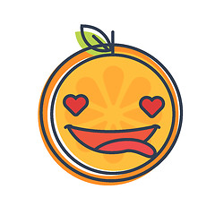 Image showing Emoji - orange in love with happy smile. Isolated vector.