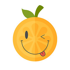 Image showing Emoji - winking orange with happy smile. Isolated vector.