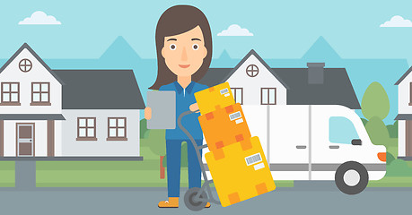 Image showing Woman delivering boxes.