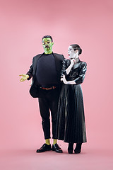 Image showing Halloween Family. Happy couple in Halloween Costume and Makeup