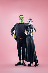 Image showing Halloween Family. Happy couple in Halloween Costume and Makeup