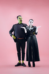 Image showing Halloween Family. Happy couple in Halloween Costume and Makeup