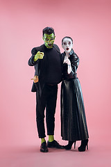 Image showing Halloween Family. Happy couple in Halloween Costume and Makeup