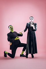 Image showing Halloween Family. Happy couple in Halloween Costume and Makeup