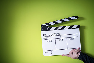 Image showing movie clapper on green chroma background