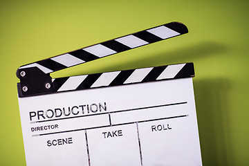 Image showing movie clapper on green chroma background