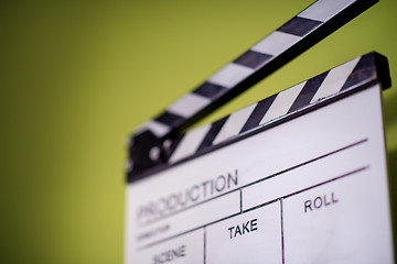 Image showing movie clapper on green chroma background