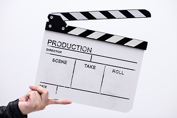 Image showing movie clapper on white background