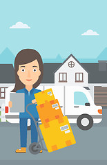 Image showing Woman delivering boxes.