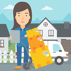 Image showing Woman delivering boxes.