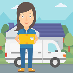Image showing Woman delivering box.