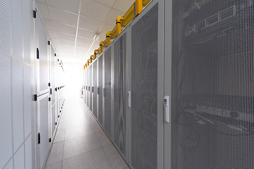 Image showing modern server room with white servers