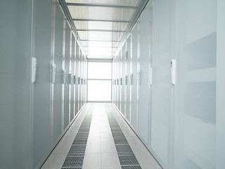 Image showing modern server room with white servers