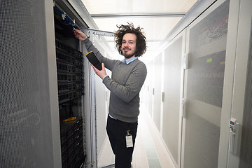 Image showing technician using digital cable analyzer