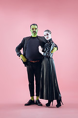 Image showing Halloween Family. Happy couple in Halloween Costume and Makeup