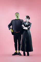 Image showing Halloween Family. Happy couple in Halloween Costume and Makeup