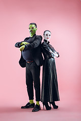 Image showing Halloween Family. Happy couple in Halloween Costume and Makeup