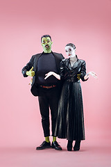 Image showing Halloween Family. Happy couple in Halloween Costume and Makeup