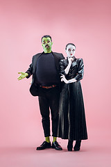 Image showing Halloween Family. Happy couple in Halloween Costume and Makeup