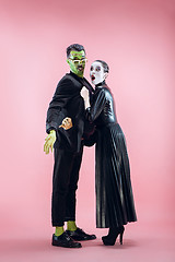 Image showing Halloween Family. Happy couple in Halloween Costume and Makeup