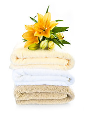 Image showing Stack of towels