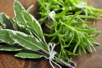 Image showing Bunches of fresh herbs