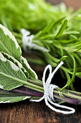 Image showing Bunches of fresh herbs