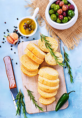 Image showing olives and bread