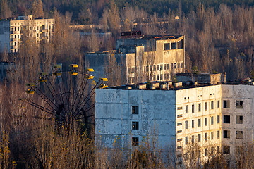 Image showing PRIPYAT,CHERNOBYL / UKRAINE - November 10, 2019 : Abandoned cityscape in Pripyat, Chernobyl Exclusion Zone