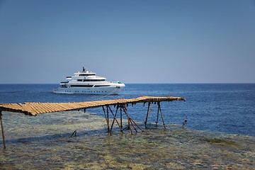 Image showing Luxury yacht parking at the pier