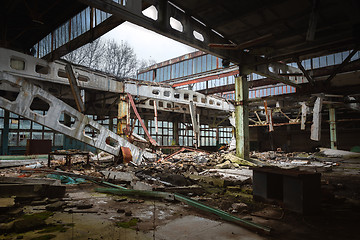 Image showing Damaged Roof of an industrial building