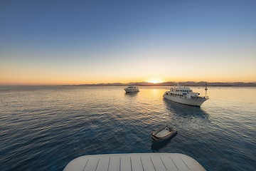 Image showing Luxury yacht docking near coral reef