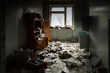 Image showing Abandoned messy room in old building