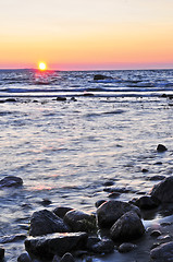 Image showing Sunset over water