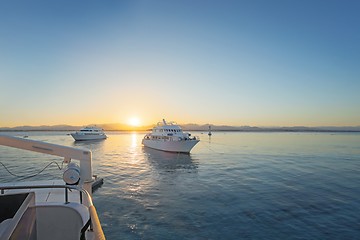 Image showing Luxury yacht docking near coral reef