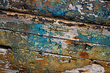 Image showing Peeling blue paint background wood texture