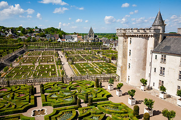 Image showing Castle and gardens of Villandry