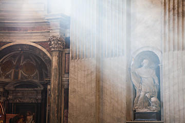 Image showing Rays of lights in Saint Peters Cathedral in Vatican