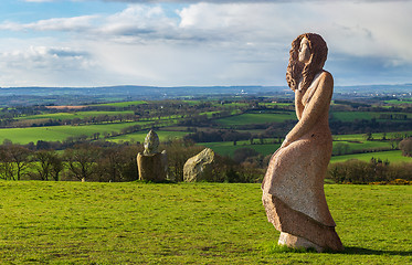 Image showing Valley of the Saints and his stone statues in Brittany