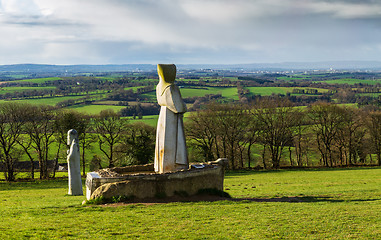 Image showing Valley of the Saints and his stone statues in Brittany