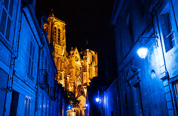 Image showing Bourges city and the cathedral during lights nights