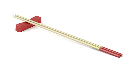 Image showing Pair of wooden chopsticks