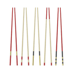 Image showing Collection of wooden chopsticks