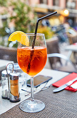 Image showing Glass of Aperol Spritz cocktail