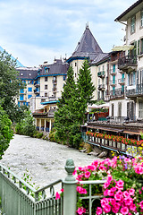 Image showing Arve river and buildings of Chamonix